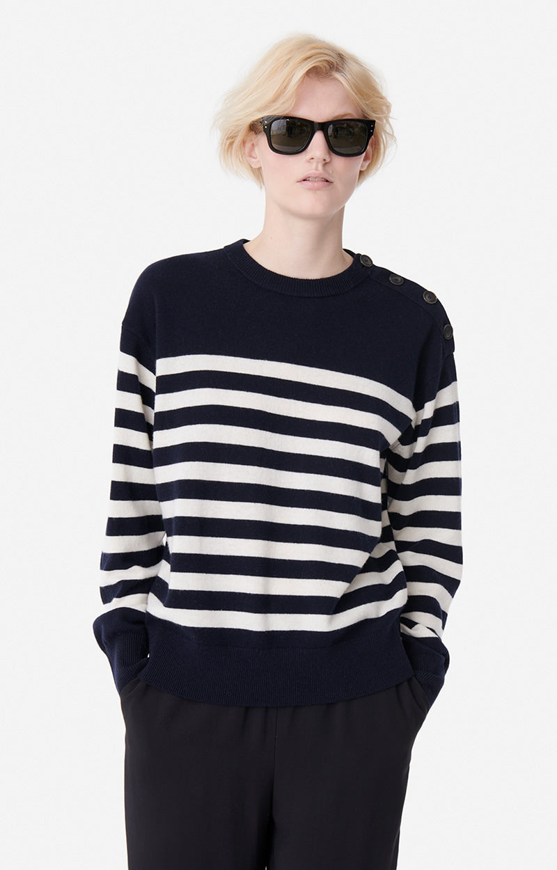 Clarisse Sweater - Navy/ Ecru