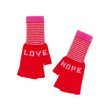 Load image into Gallery viewer, Love/Hope Fingerless Gloves - Red/Pink
