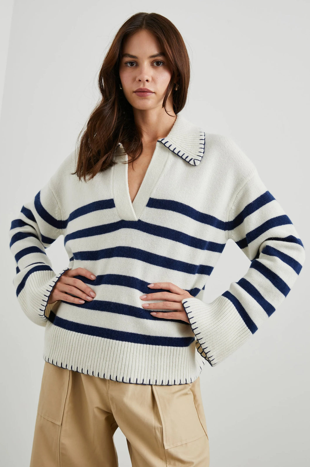 Athena Sweater - Navy/ Ivory