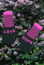 Load image into Gallery viewer, Love/ Hope Gloves - Dark Green/Pink
