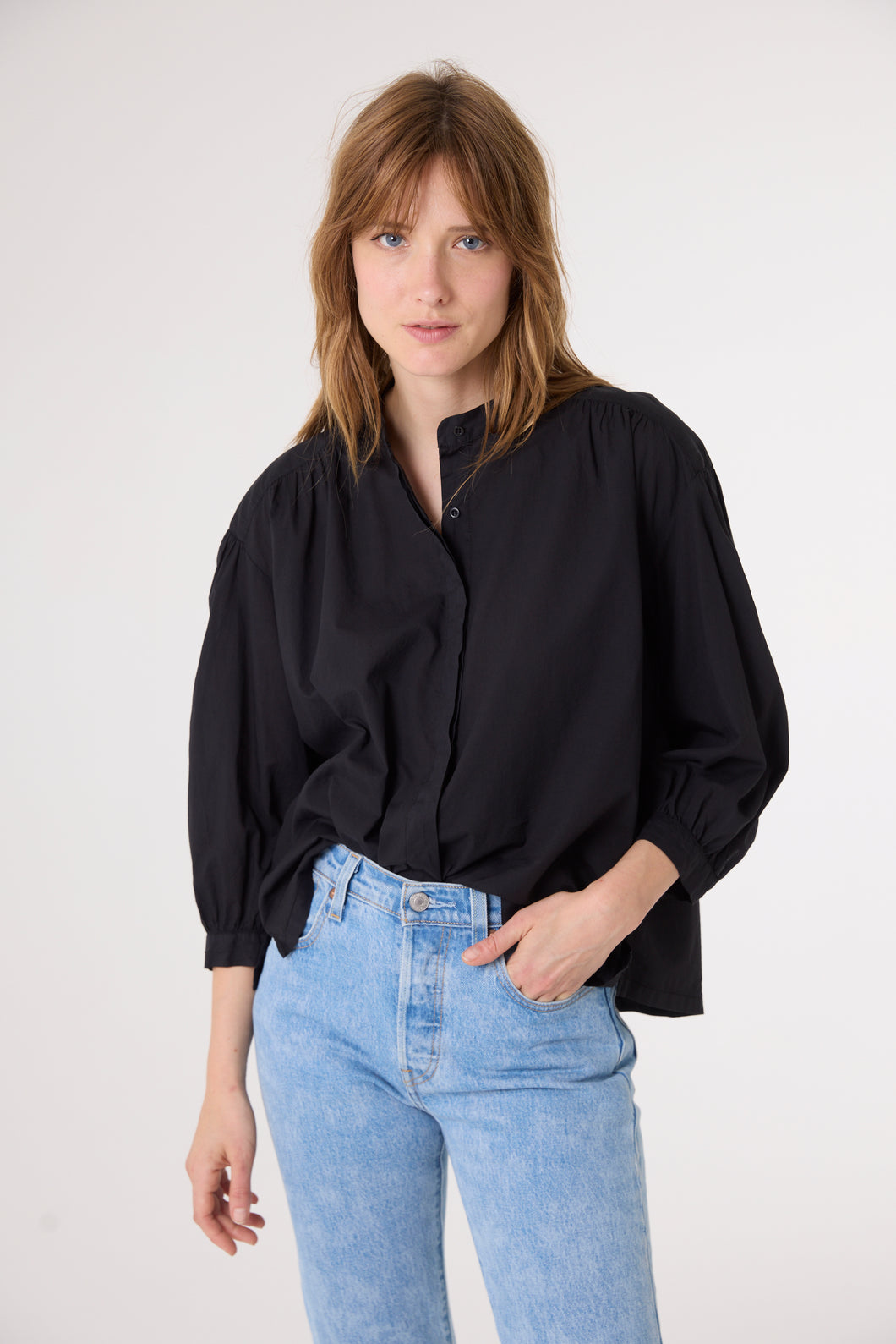 Carla 3/4 Sleeve Shirt - Black