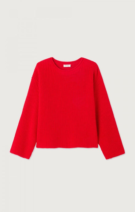 American Vintage Crashaway jumper. Red sweater on a light gray background. Available at aprilmae - a womenswear boutique located in Chiswick west London specialising in contemporary, everyday clothing for women.  Visit our shop on Devonshire Road W4 for the latest arrivals from brands including Rains, Rails, Bellerose, Bonte, Vanessa Bruno, Hartford and Colorful Standard.