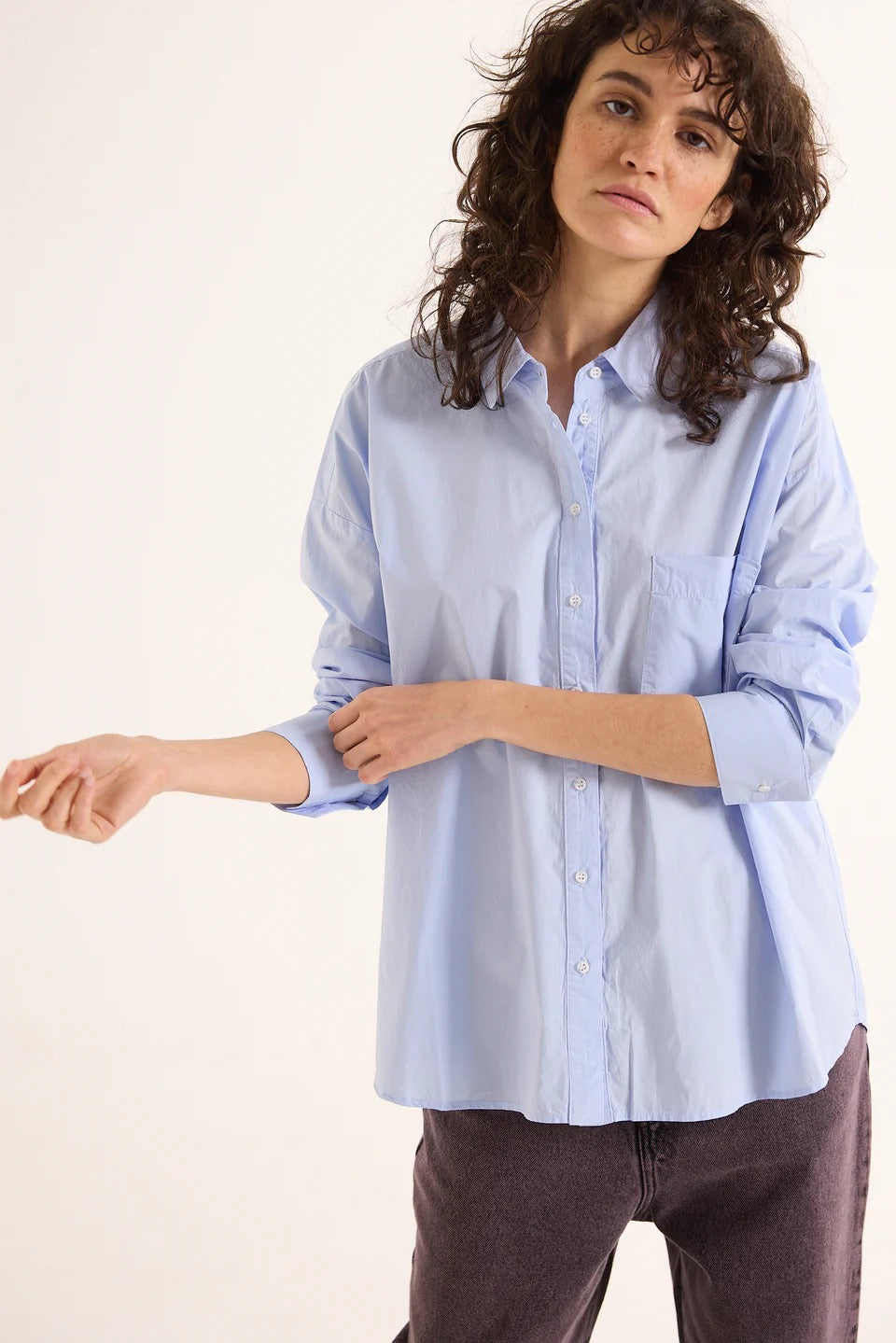 Caroline Oversized Shirt - Sky Blue