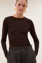 Load image into Gallery viewer, Melange Stripe Top - Coffee Bean
