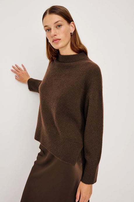 Rails chocolate brown, cashmere and silk knit, loose fit, super soft sweater. Available at aprilmae - a womenswear boutique located in Chiswick west London specialising in contemporary, everyday clothing for women.  Visit our shop on Devonshire Road W4 for the latest arrivals from brands including Rains, Rails, Bellerose, Bonte, Vanessa Bruno and Colorful Standard.
