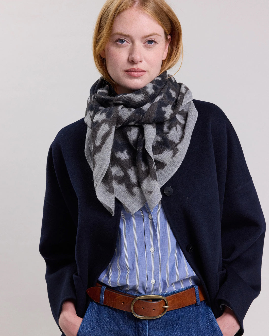 Leopard Scarf - Grey