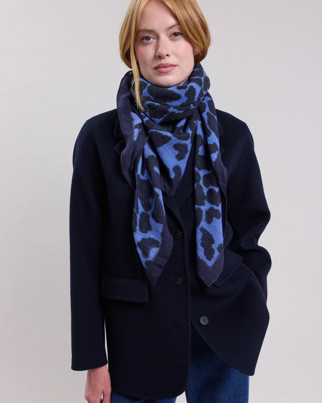Leopard Scarf - Blue