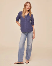 Load image into Gallery viewer, Split Back Button Down Shirt - Midnight Surf
