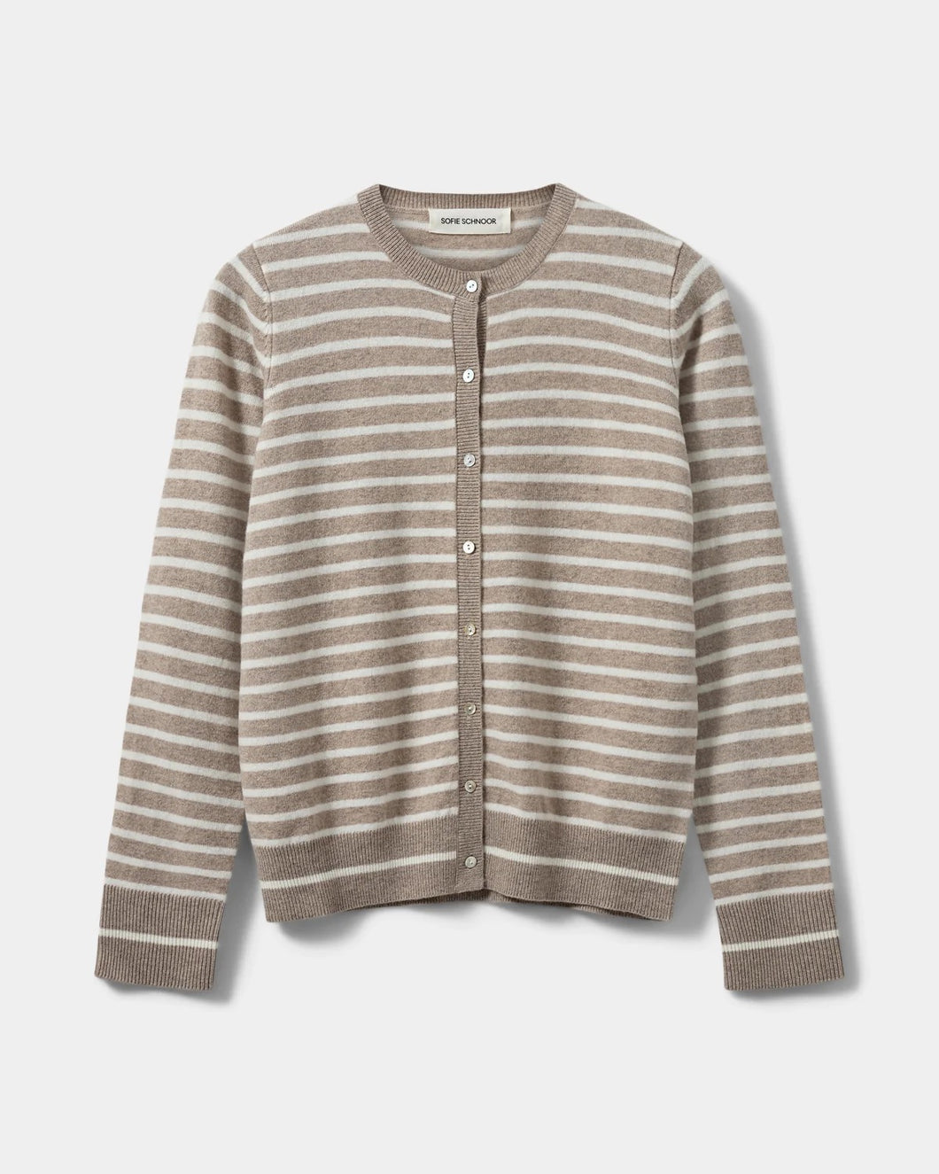 Stripe Cardigan - Light Brown Striped