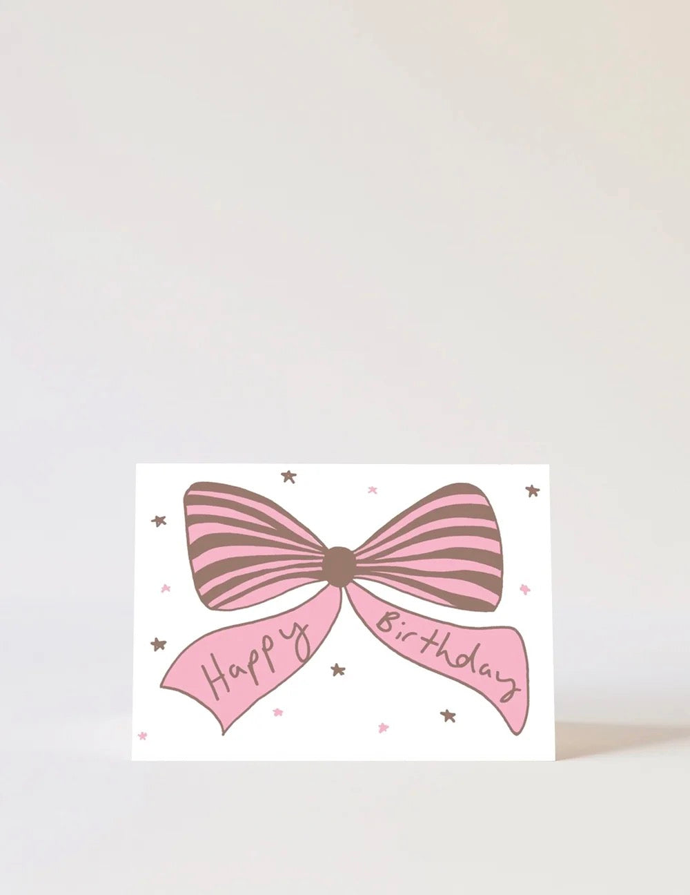 Bow Birthday Card - Brown & Pink