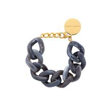 Load image into Gallery viewer, Gray chain bracelet with a gold clasp on a white background, great chain bracelet from Vanessa Baroni in blue jeans marble
