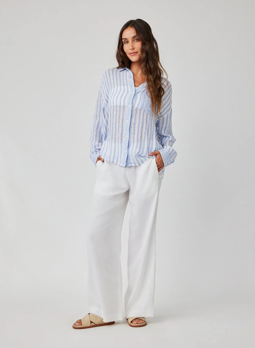 Boyfriend Shirt - Blue Sky Stripe