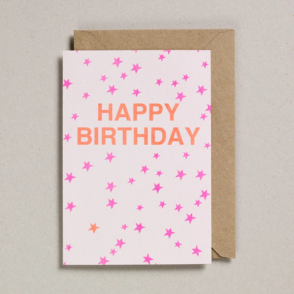 Happy Birthday - Pink Stars