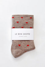 Load image into Gallery viewer, Heart Sneaker Socks - Latte/ Red
