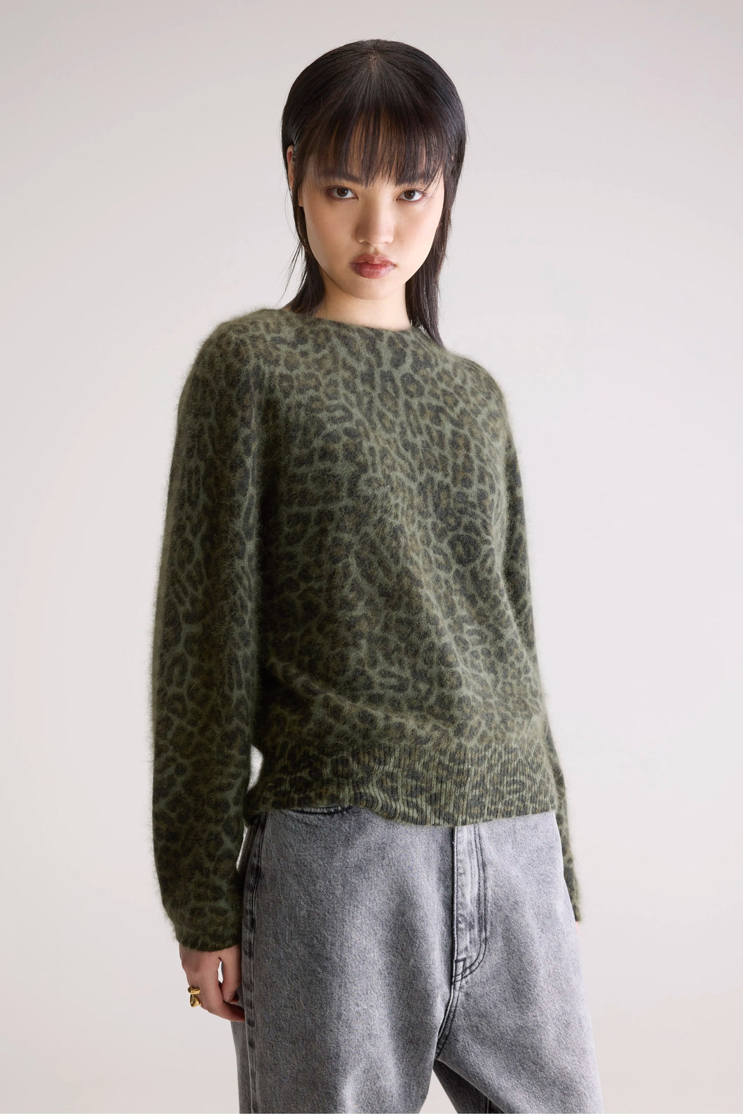 Dioal Leopard Print Sweater - Olive