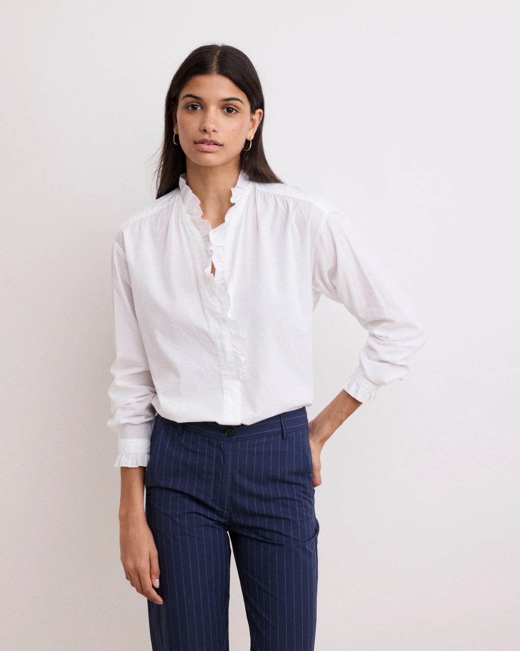 Carlotta Frill Shirt - White