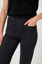 Load image into Gallery viewer, Luna cotton flares in black by Five Paris. Available at aprilmae - a womenswear boutique located in Chiswick west London specialising in contemporary, everyday clothing for women.  Visit our shop on Devonshire Road W4 for the latest arrivals from brands including Rains, Rails, Bellerose, Bonte, Vanessa Bruno, Hartford and Colorful Standard.
