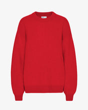 Load image into Gallery viewer, Colourful Standard Women&#39;s Merino Wool Oversized Crew in Scarlet Red the epitome of cozy sophistication. Crafted from premium recycled merino wool, this oversized crewneck sweater offers unparalleled softness, breathability, and temperature regulation for year-round comfort.Available at aprilmae - a womenswear boutique located in Chiswick west London specialising in contemporary, everyday clothing for women.  Visit our shop on Devonshire Road W4 for the latest arrivals.
