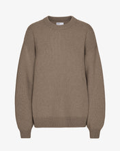 Load image into Gallery viewer, Colourful Standard Women&#39;s Merino Wool Oversized Crew in Warm taupe the epitome of cozy sophistication. Crafted from premium recycled merino wool, this oversized crewneck sweater offers unparalleled softness, breathability, and temperature regulation for year-round comfort.Available at aprilmae - a womenswear boutique located in Chiswick west London specialising in contemporary, everyday clothing for women.  Visit our shop on Devonshire Road W4 for the latest arrivals.
