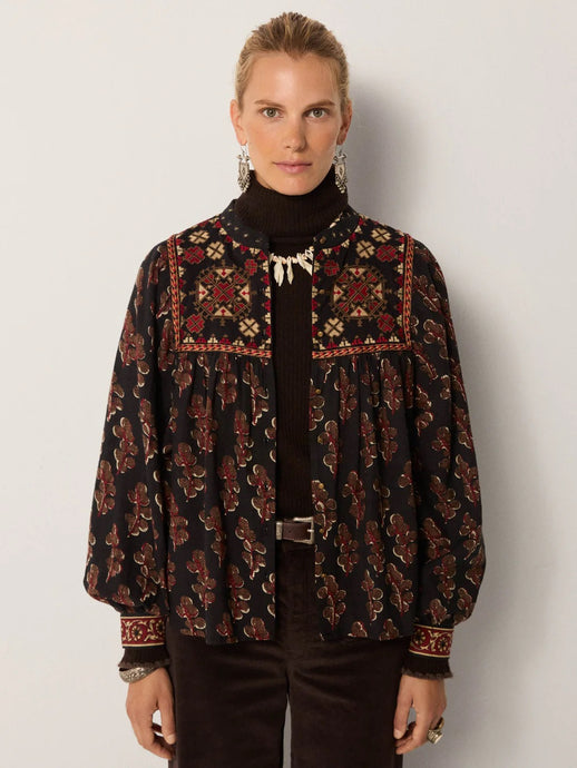 Maison Hotel, Scarlet Blouse, Black Coffee, cotton, printed shirt, Chiswick, womenswear, Aprilmae, new season, Spanish brand, women’s fashion.  Available at aprilmae - a womenswear boutique located in Chiswick west London specialising in contemporary, everyday clothing for women.  Visit our shop on Devonshire Road W4 for the latest arrivals from brands including Rains, Rails, Bellerose, Bonte, Vanessa Bruno, Hartford and Colorful Standard.