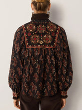 Load image into Gallery viewer, Maison Hotel, Scarlet Blouse, Black Coffee, cotton, printed shirt, Chiswick, womenswear, Aprilmae, new season, Spanish brand, women’s fashion. Visit our shop on Devonshire Road W4 for the latest arrivals from brands including Rains, Rails, Bellerose, Bonte, Vanessa Bruno, Hartford and Colorful Standard.
