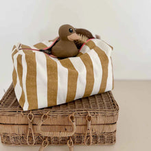Load image into Gallery viewer, Striped fabric toiletry pouch by Rose in April with a duck toy on top of a wicker basket. Available at aprilmae - a womenswear boutique located in Chiswick west London specialising in contemporary, everyday clothing for women.  Visit our shop on Devonshire Road W4 for the latest arrivals from brands including Rains, Rails, Bellerose, Bonte, Vanessa Bruno, Hartford and Colorful Standard.

