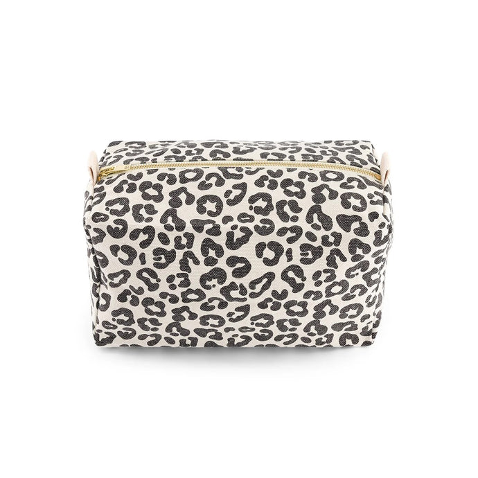 Leopard print toiletry pouch with gold zipper on a white background by Rose in April. Available at aprilmae - a womenswear boutique located in Chiswick west London specialising in contemporary, everyday clothing for women.  Visit our shop on Devonshire Road W4 for the latest arrivals from brands including Rains, Rails, Bellerose, Bonte, Vanessa Bruno, Hartford and Colorful Standard.