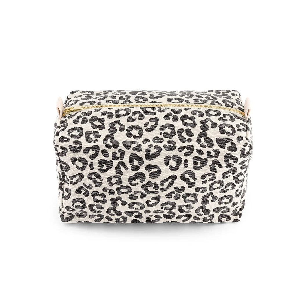 Leopard print toiletry pouch with gold zipper on a white background by Rose in April. Available at aprilmae - a womenswear boutique located in Chiswick west London specialising in contemporary, everyday clothing for women.  Visit our shop on Devonshire Road W4 for the latest arrivals from brands including Rains, Rails, Bellerose, Bonte, Vanessa Bruno, Hartford and Colorful Standard.