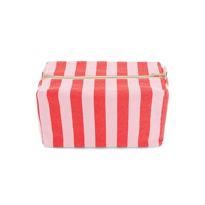 Red and white striped pouch with a gold zipper on a white background by Rose in April. Available at aprilmae - a womenswear boutique located in Chiswick west London specialising in contemporary, everyday clothing for women.  Visit our shop on Devonshire Road W4 for the latest arrivals from brands including Rains, Rails, Bellerose, Bonte, Vanessa Bruno, Hartford and Colorful Standard.
