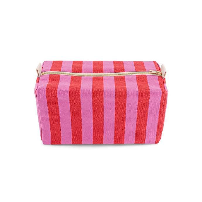 Rectangular striped toiletry pouch with a gold zipper on a white background by Rose in April. Available at aprilmae - a womenswear boutique located in Chiswick west London specialising in contemporary, everyday clothing for women.  Visit our shop on Devonshire Road W4 for the latest arrivals from brands including Rains, Rails, Bellerose, Bonte, Vanessa Bruno, Hartford and Colorful Standard.
