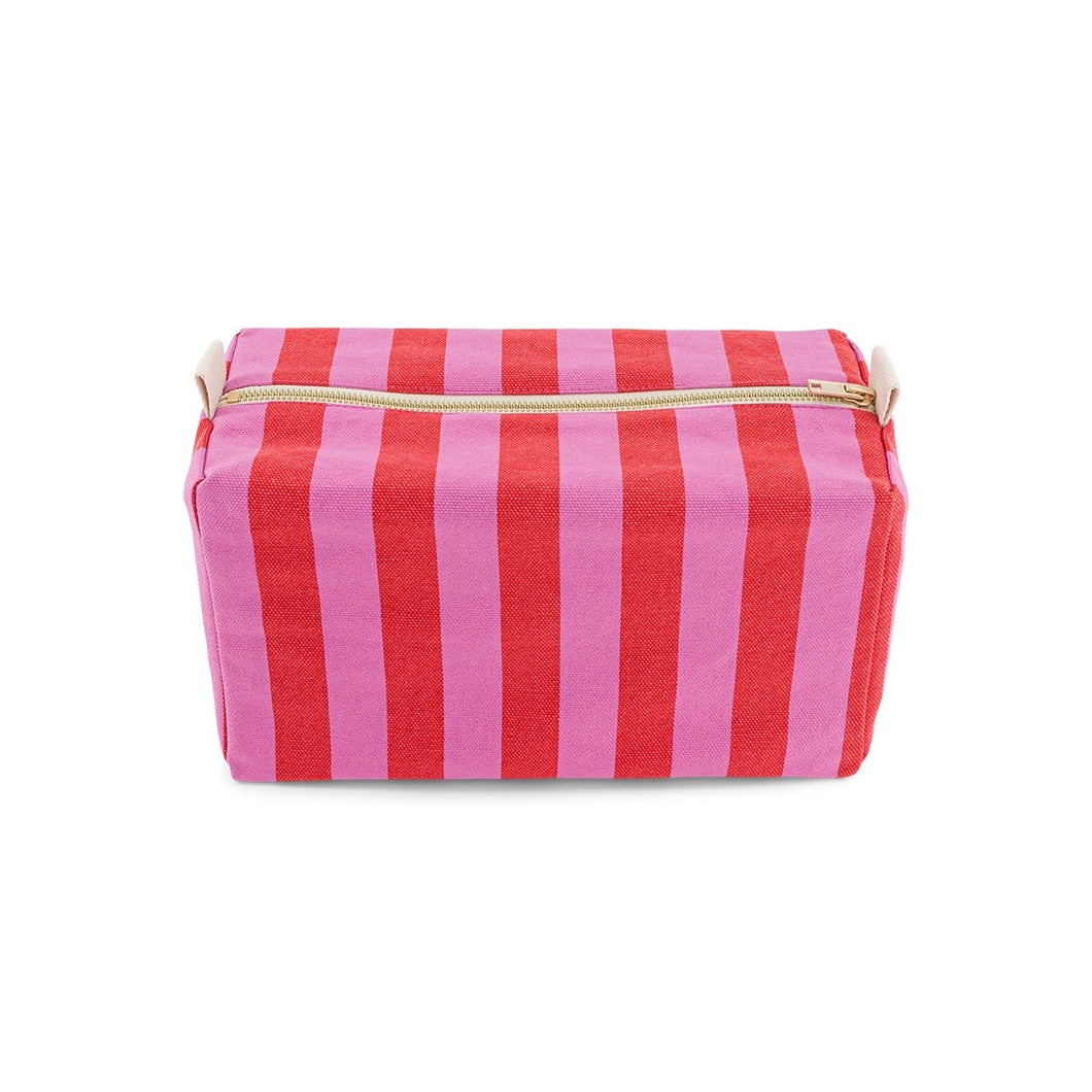 Rectangular striped toiletry pouch with a gold zipper on a white background by Rose in April. Available at aprilmae - a womenswear boutique located in Chiswick west London specialising in contemporary, everyday clothing for women.  Visit our shop on Devonshire Road W4 for the latest arrivals from brands including Rains, Rails, Bellerose, Bonte, Vanessa Bruno, Hartford and Colorful Standard.