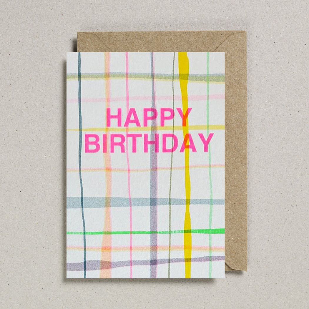 Petra Boase Plaid Happy Birthday greeting card