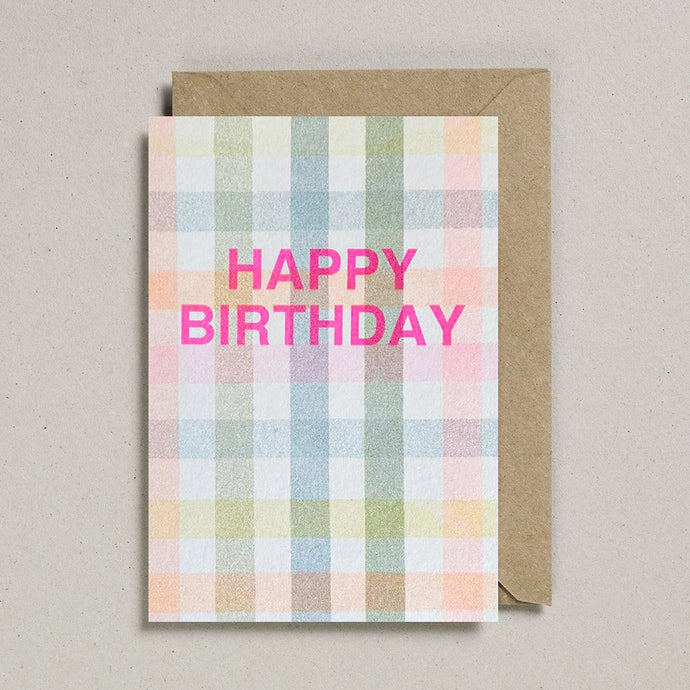 Petra Boase Gingham Happy Birthday greeting card